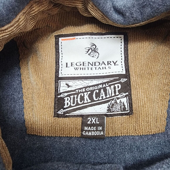 Legendary Whitetails Men's Buck Camp Flannel Shirt Outdoor Gray Cotton Sz 2XL - Picture 5 of 6